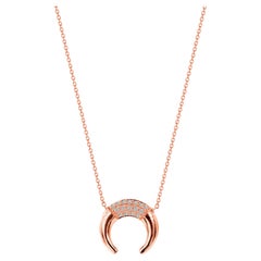 14k Gold Diamond Horn Necklace Dainty Crescent Moon Diamond Necklace