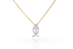 14K Gold Diamant-Halskette mit Fischkreuz-Halskette, religiöse Halskette