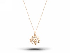 18k Gold Tree of Life Pendant Necklace Diamond Spiritual Delicate Necklace