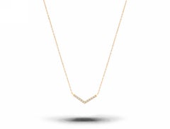 18k Gold Dainty Pave Diamond V Necklace Modern Minimalist Valentine Gift