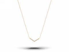 18 Karat Gold Dainty Pave Diamant V Halskette Moderne minimalistische Valentine Gift