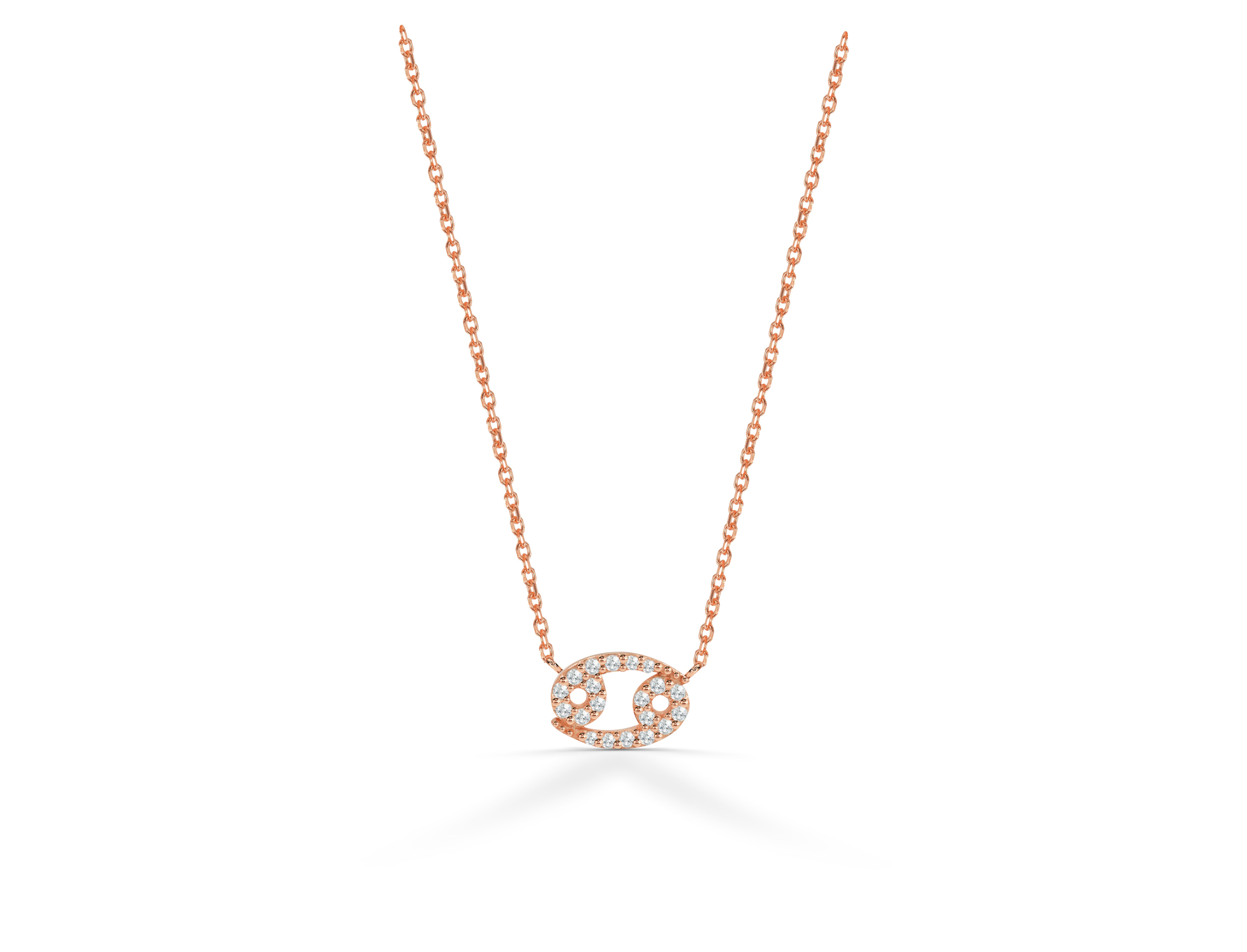 18 Karat massives Gold Diamant-Halskette Cancer Zodiac Sign Geburtsschild Halskette im Angebot