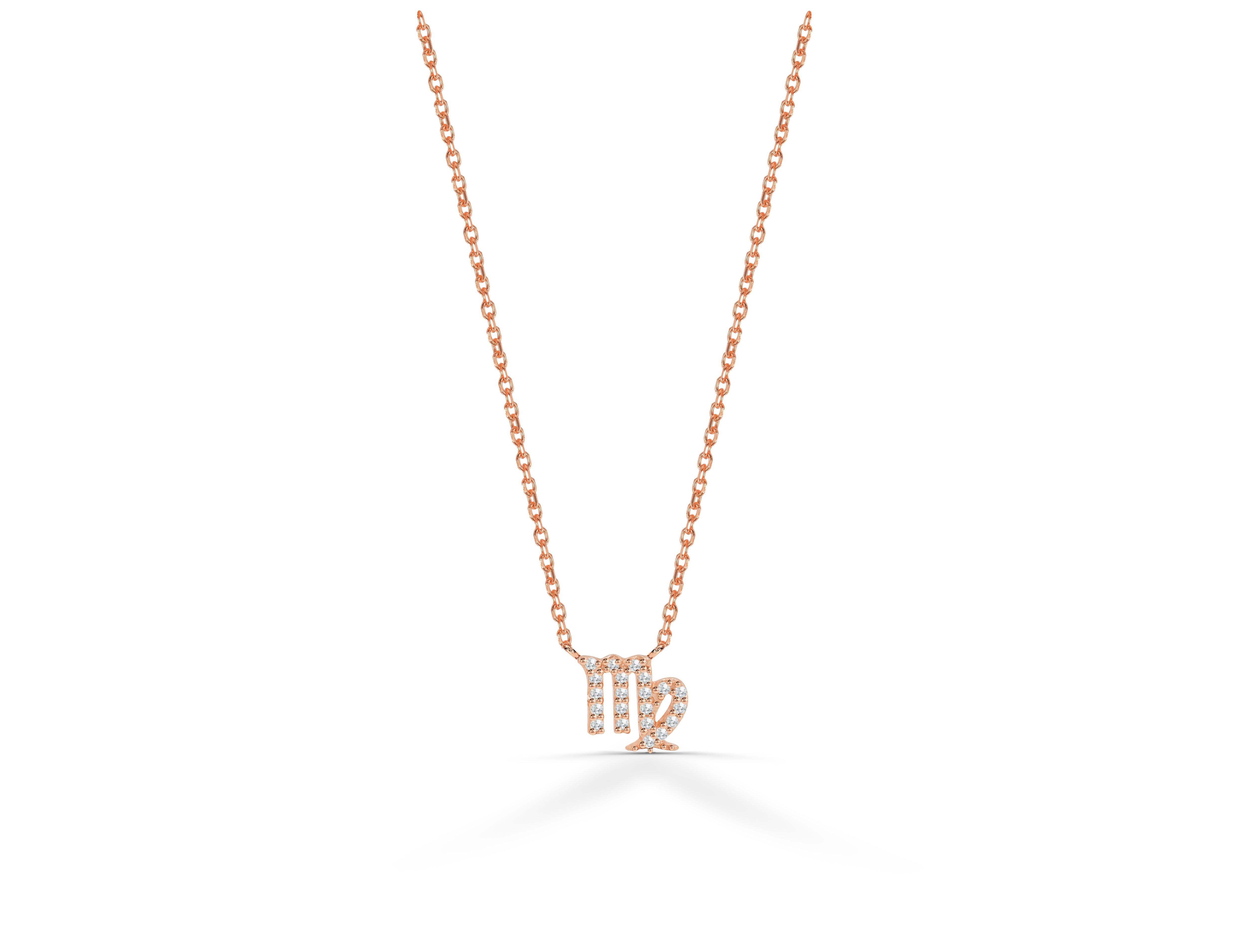 18 Karat Gold Diamant-Halskette Virgo Sternzeichen Geburtsschild Halskette