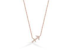 Collier en or 14 carats avec signe du zodiaque Sagittarius et diamants