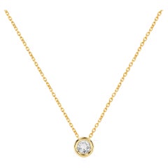 14k Gold 1.7 mm Diamond Necklace Dainty Solitaire Necklace Bezel Necklace