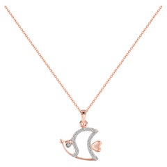 Collier de poissons en or 18 carats avec diamants, collier océan