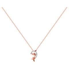 Collier de poissons en or bicolore avec diamants, pendentifs dauphins en or 18k