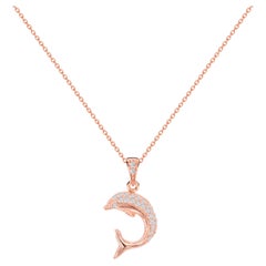 Collier en or 14 carats avec pendentif en forme de dauphin de plage nautique