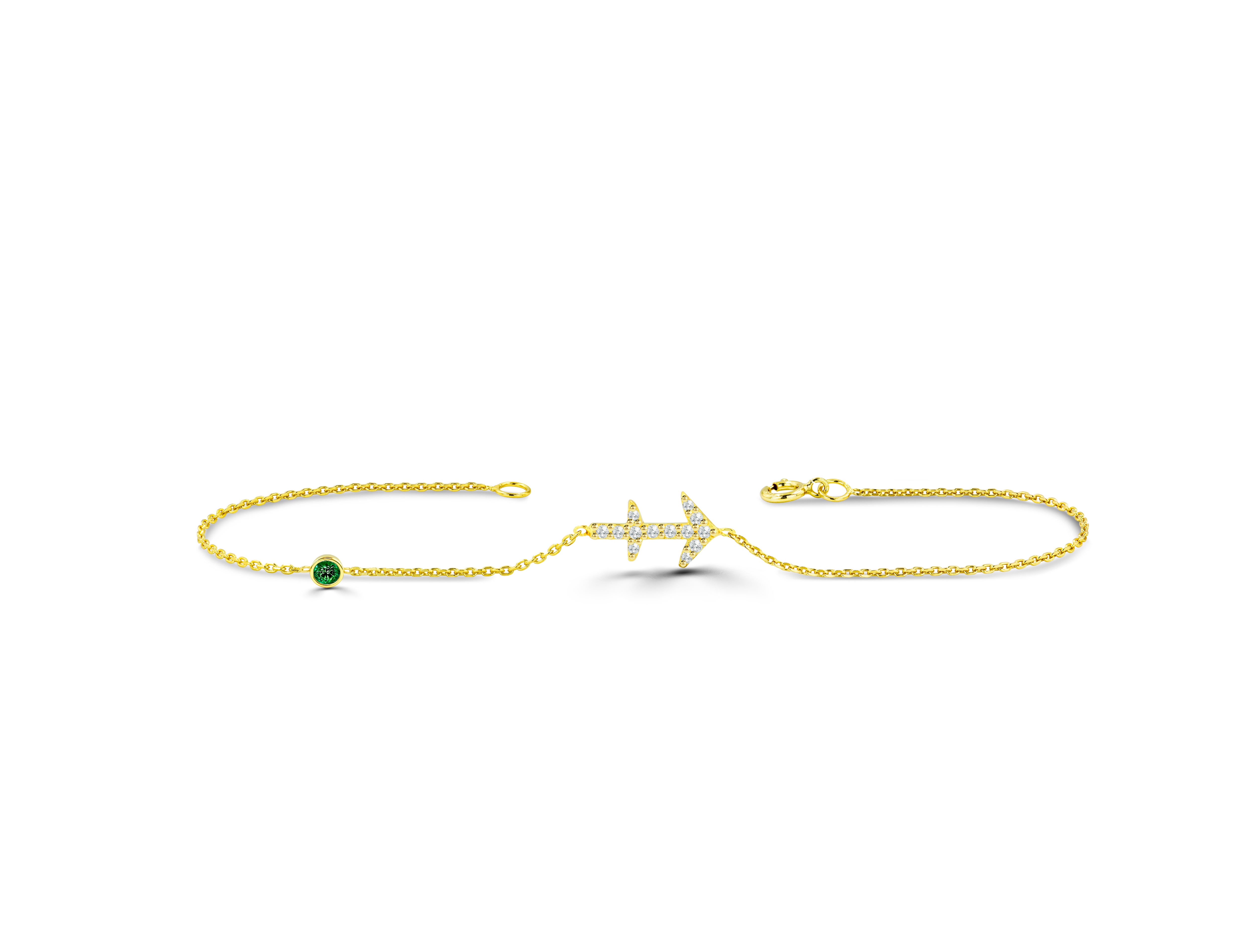 0.14 Carat diamond Sagittarius bracelet with customizable gemstone is the bracelet to be worn every day to define your unique self. You can choose precious stones like ruby, sapphire, and emerald. This minimalist bracelet is perfect to wear every