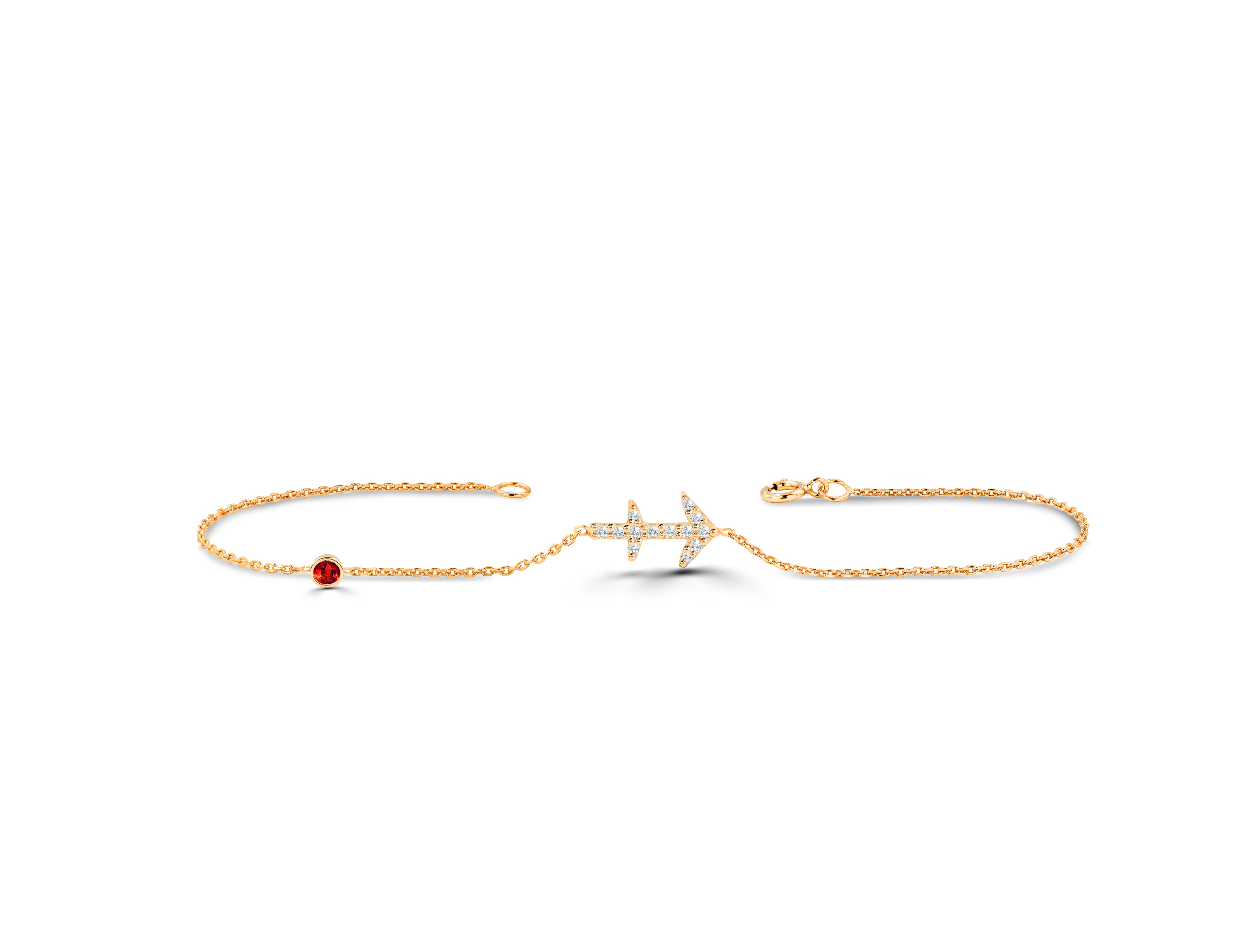 0.14 Carat diamond Sagittarius bracelet with customizable gemstone is the bracelet to be worn every day to define your unique self. You can choose precious stones like ruby, sapphire, and emerald. This minimalist bracelet is perfect to wear every