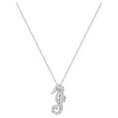 18k Gold Seahorse Diamond Charm Necklace Sea Life Necklace