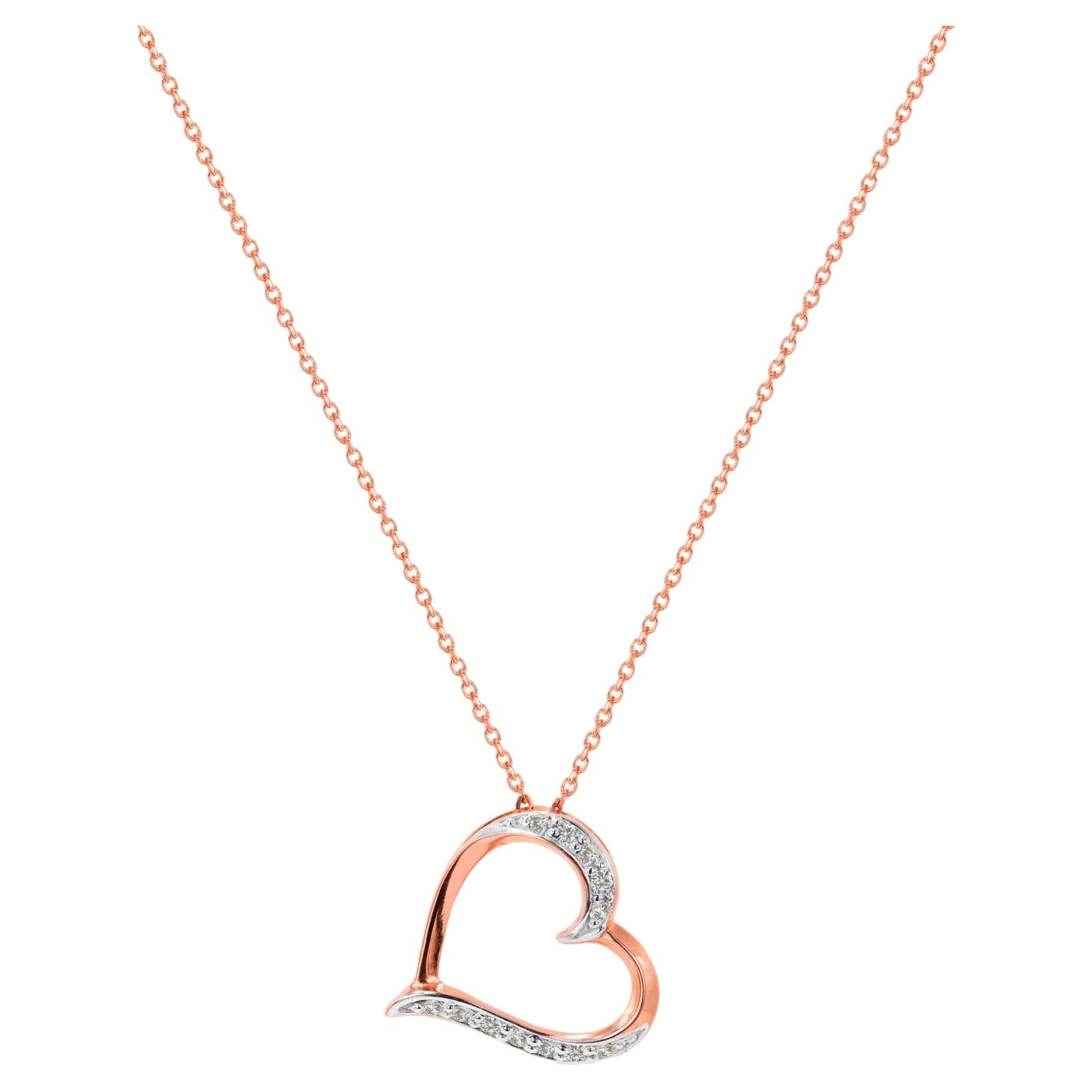 18 Karat Gold Diamant-Herz-Anhänger-Halskette Valentine Jewelry im Angebot