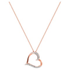 18k Gold Diamond Heart Pendant Necklace Valentine Jewelry