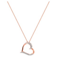 14k Gold Diamond Heart Pendant Necklace Valentine Jewelry