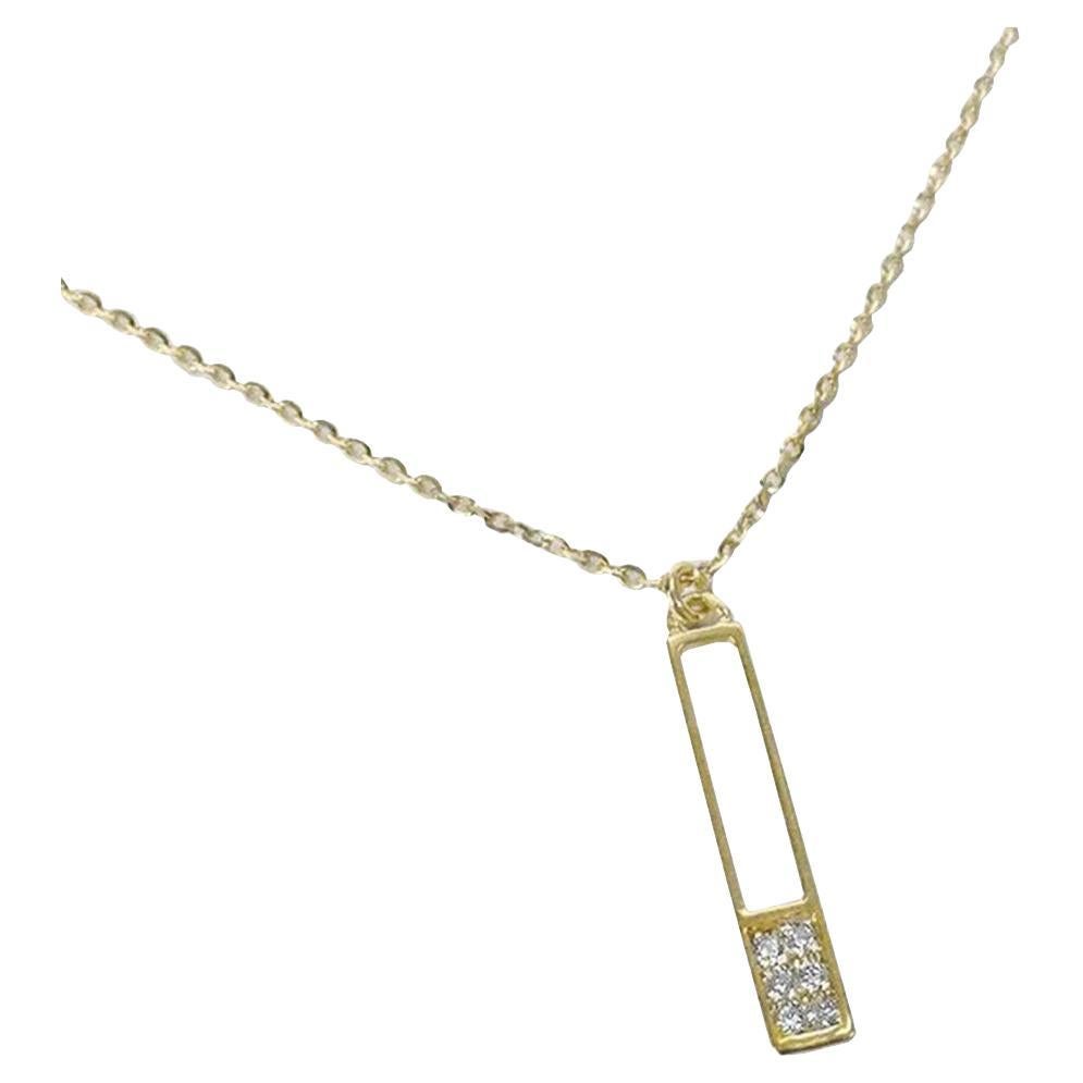 14k Massivgold Diamant-Bar-Halskette Minimalistische Bar-Halskette im Angebot