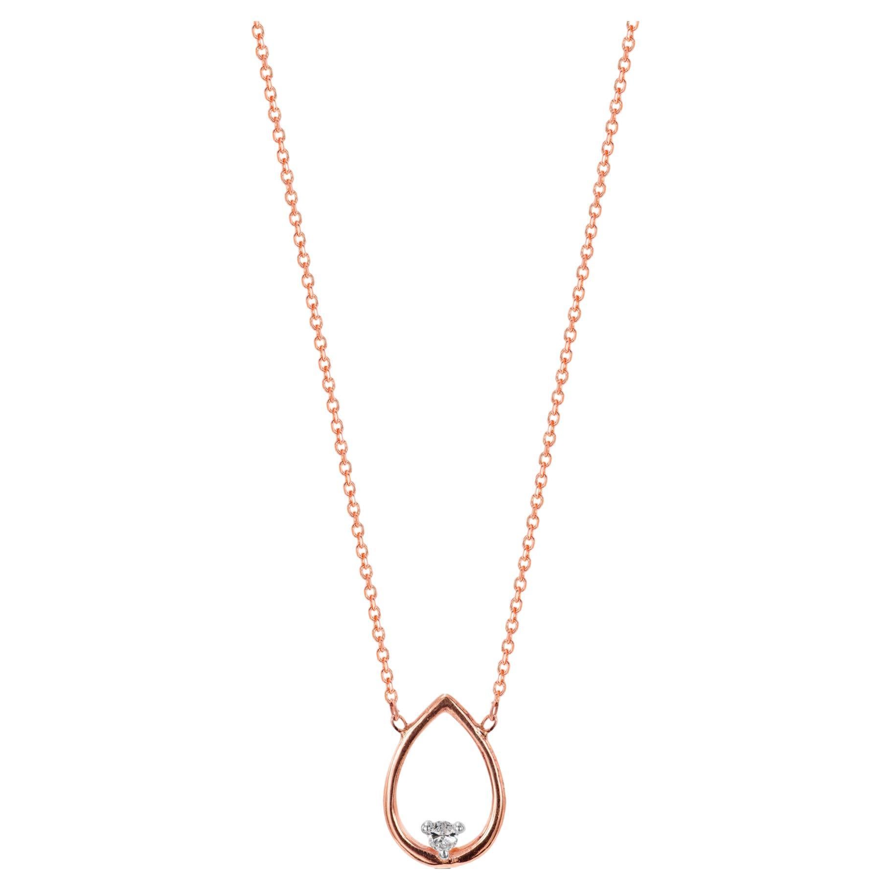 18k Gold Open Pear Floating Diamond Pendant Necklace Bride Necklace For Sale