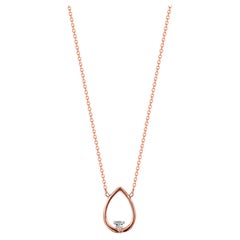 18k Gold Open Pear Floating Diamond Pendant Necklace Bride Necklace