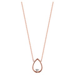 Collana con ciondolo a pera aperta con diamante fluttuante in oro 18k Collana per la sposa