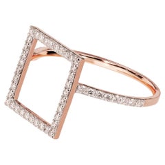 18K Gold Square Shape Gold Diamond Ring Geometric Shape Diamond