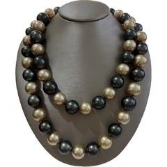 Golden South Sea & Black Tahitian Pearl Elongated Necklace