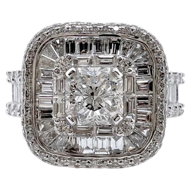 Box Ring Diamond Setting 18k White Gold Elevated Box Setting Diamond Ring For Sale at 1stDibs