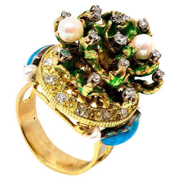 Wood Diamonds Gold Fish Ring For Sale at 1stDibs | solid ring fishing