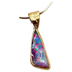 Opal Pendant with 22 and 18 Karat Yellow Gold and Silver