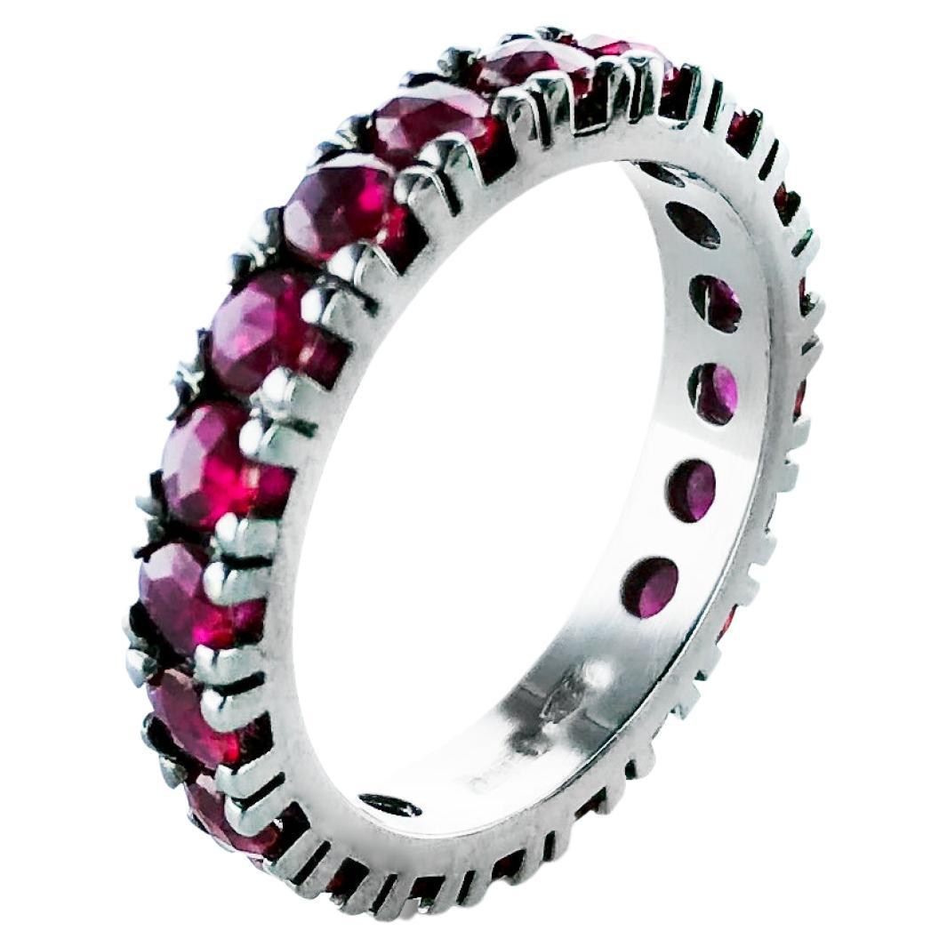 2.13 Carat Ruby Set in 18kt Black Gold Unisex Corone Eternity Ring