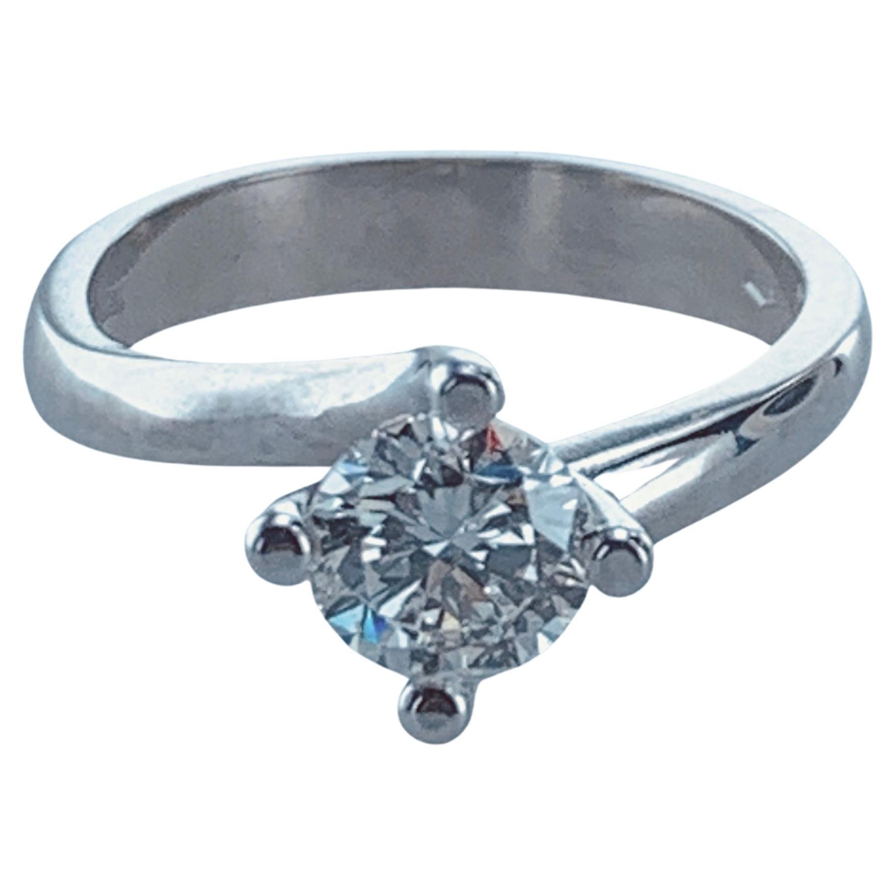 1.01 Carat Round Diamond set in 18Kt White Gold Solitaire Engagement Ring