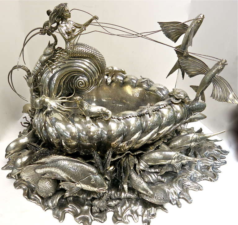 Buccellati Large Sterling Stunning Centerpiece With Marine Life 2
