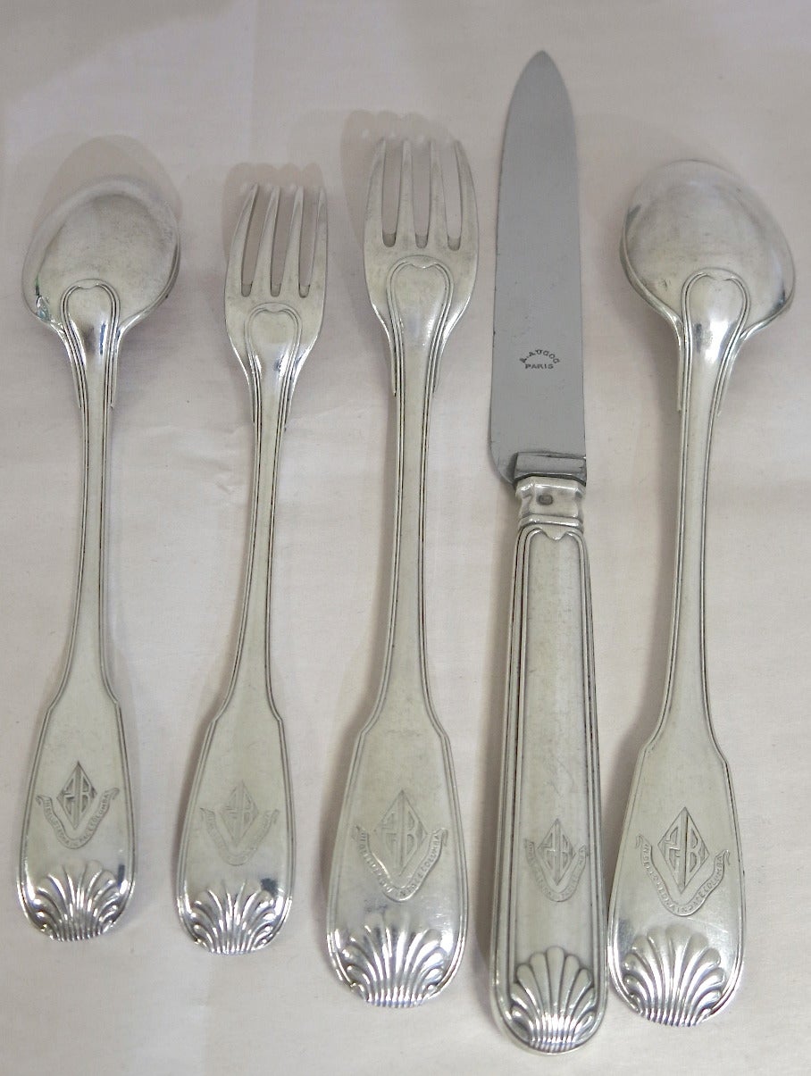 French Sterling Silver Flatware Set For 24 People In Good Condition In New York, NY