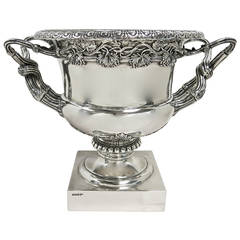 Antique English Sterling Silver Wine Cooler In The Warwick Vase Form