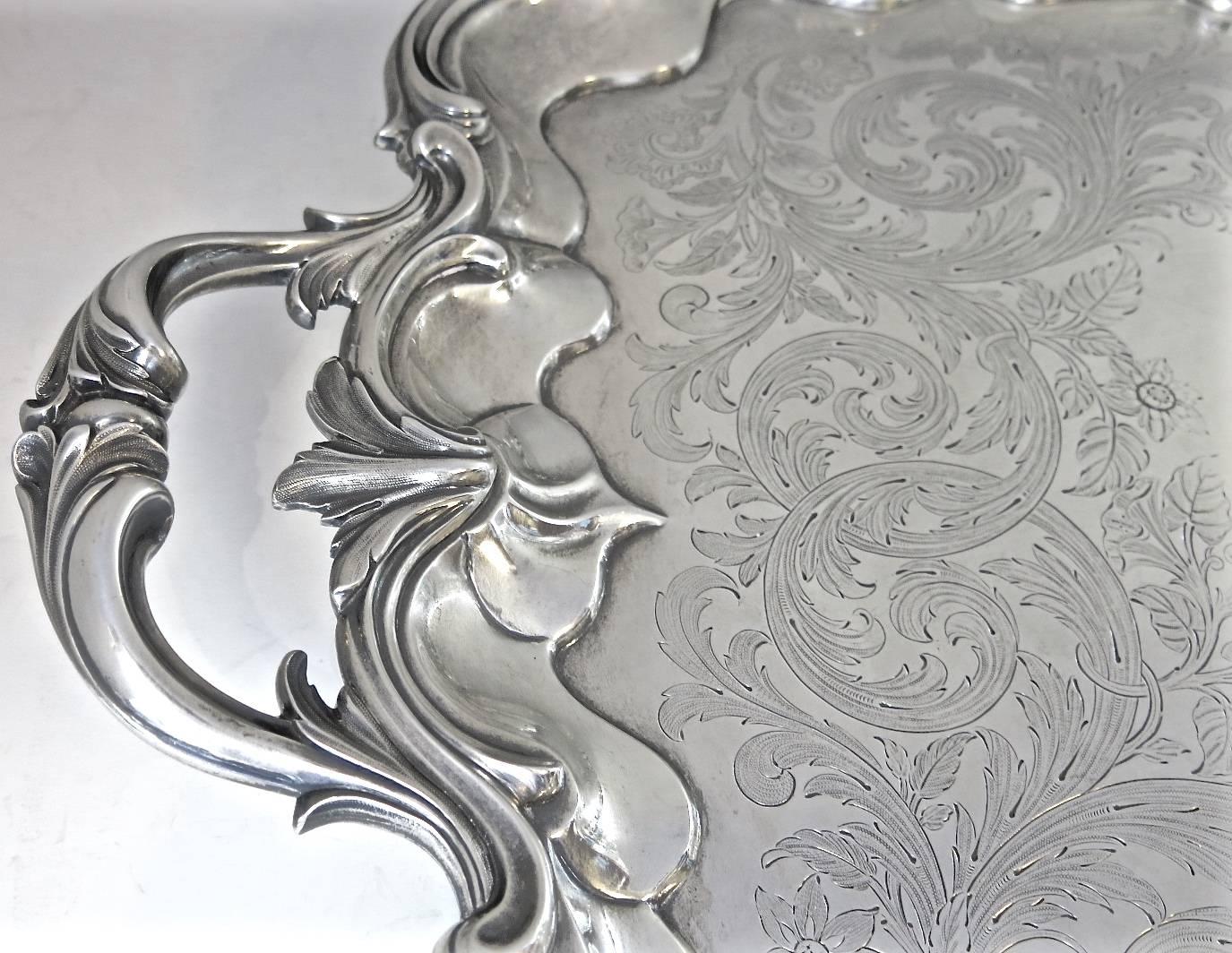 sterling silver tray with handles