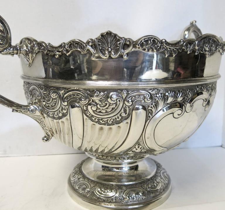 Large, Antique English, Sterling Silver Centerpiece Bowl For Sale at