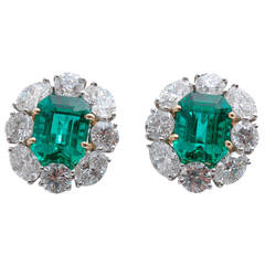 Emerald Diamond Gold Ear Clips