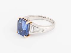 Emerald-Cut Sapphire Diamond gold Platinum Ring