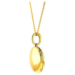Round Locket Pendant 18k Yellow Gold polished two picutres Ø 26,0 mm