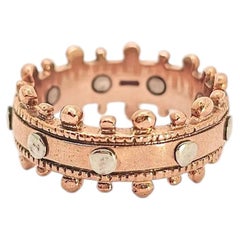 Antique-Style Band Ring in 9K Rose Gold and Silver
