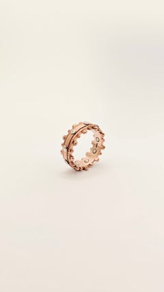 Antique-Style Band Ring in 9K Rose Gold and Silver