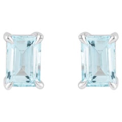 18 Karat Gold 1,21 Karat Aquamarin 'Emerald Cut' Ohrstecker