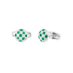 Boutons de manchette en or 18 carats avec diamants et émeraudes de 1,19 carat