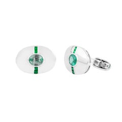 Boutons de manchette en or 18 carats 2,08 carats d'émeraude