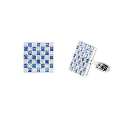 18 Karat Gold 5.23 Carat Diamond and Sapphire Cufflinks