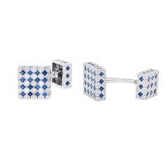 18 Karat Gold 6.07 Carat Diamond and Sapphire Cufflinks