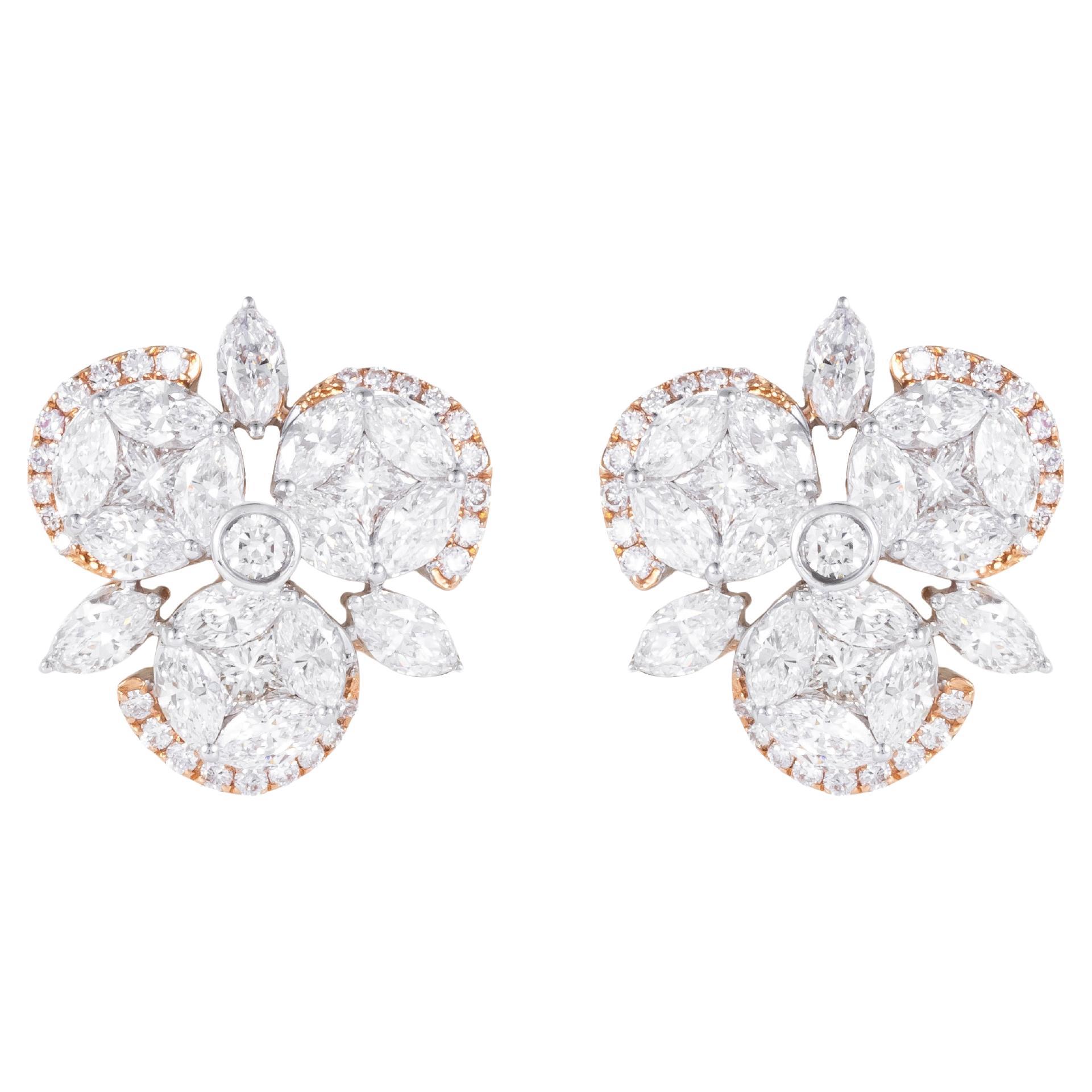 Orecchini da cocktail in oro 18 carati con diamante da 3,14 carati in vendita