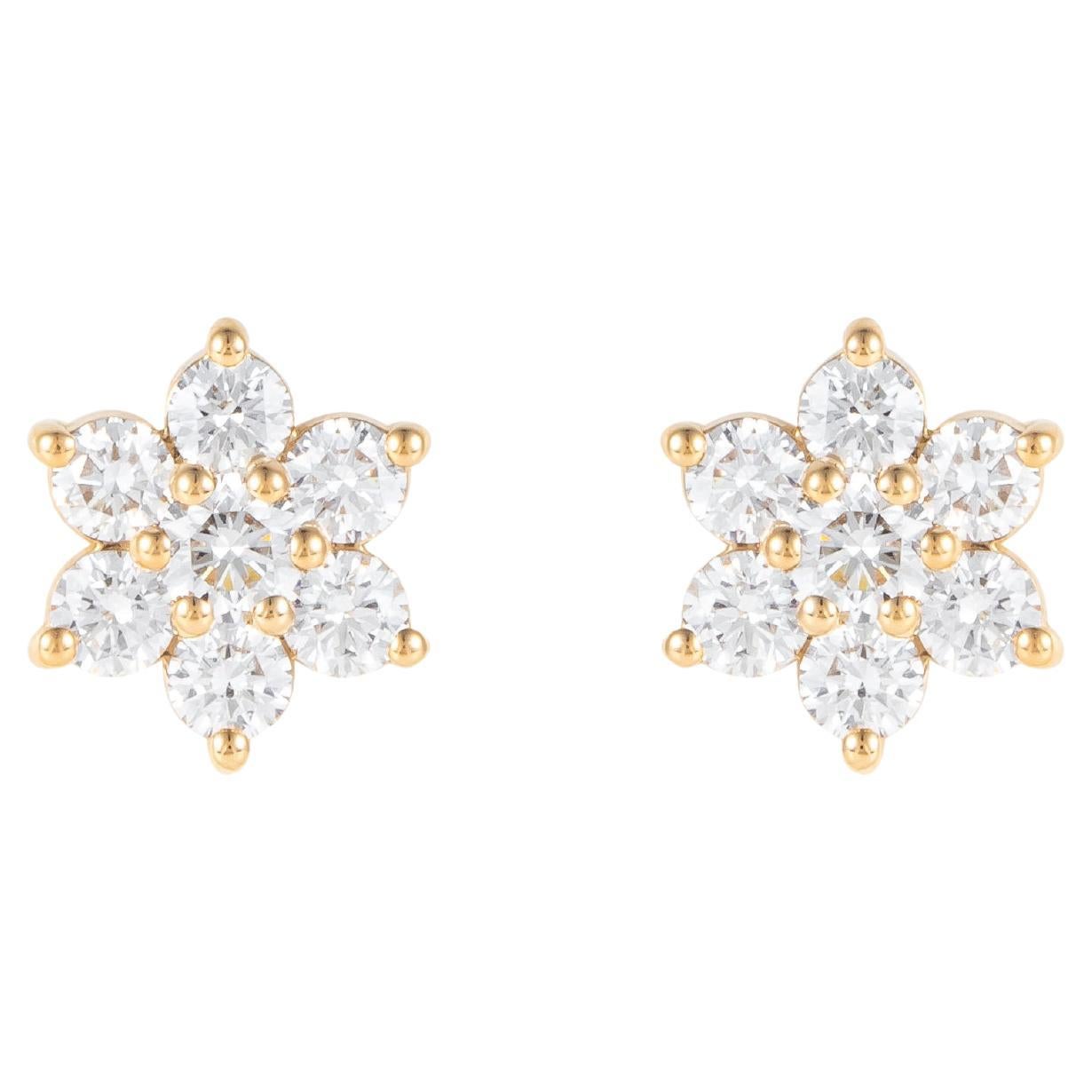Boucles d'oreilles en or 18 carats 1,66 carat de diamant en vente