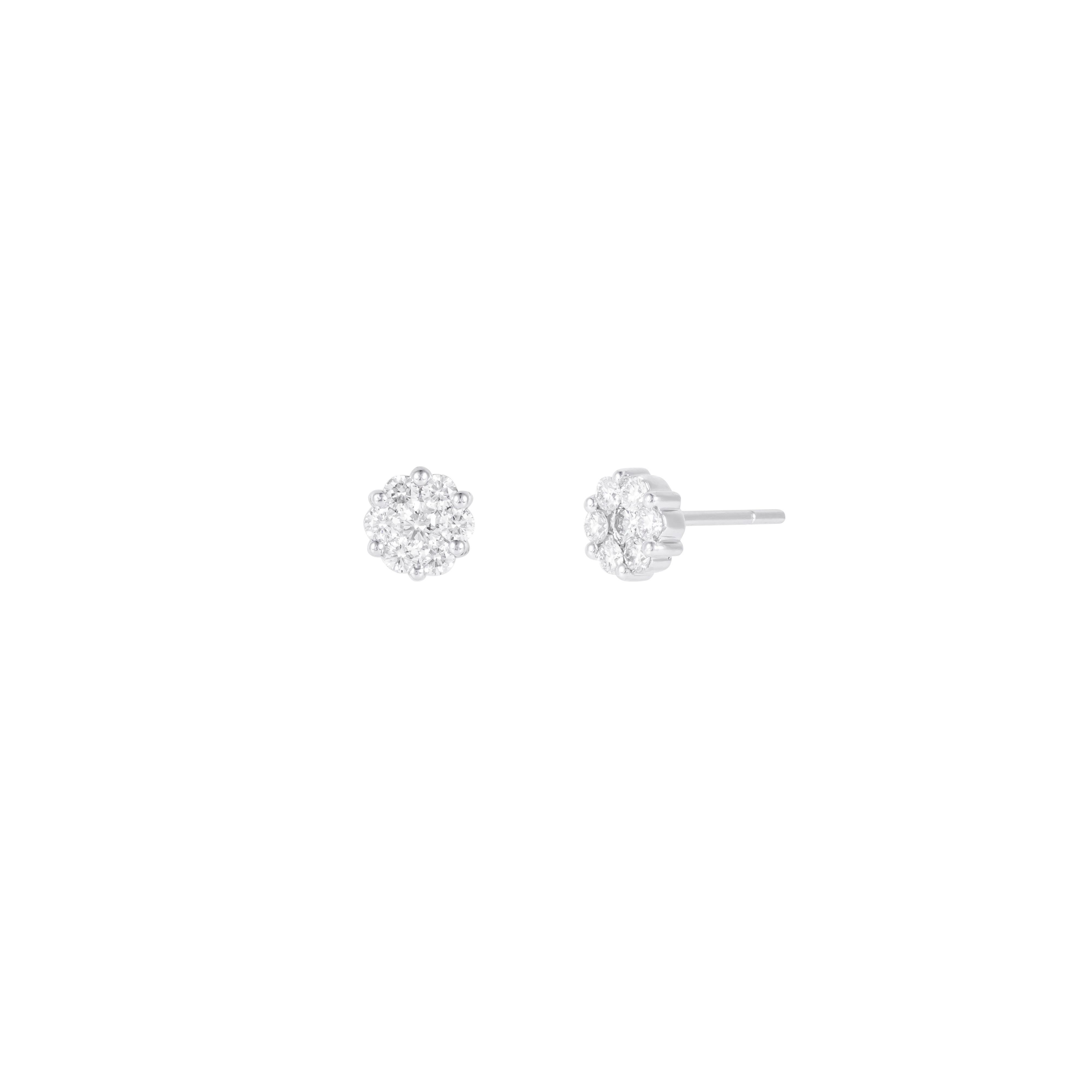 Taille brillant Boucles d'oreilles en or 18 carats 0,67 carat diamant en vente