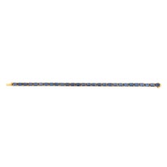Modern Emerald-Cut Sapphire Tennis Bracelet in 18K Yellow Gold, Anniversary Gift