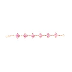 Modern Style Pink Sapphire and Diamond Floral Cluster Bracelet in 18K Rose Gold
