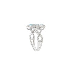 Marquise Aquamarine & Diamond Halo Ring with Twisted Shoulders in 18K White Gold